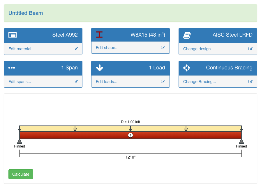 W Beam Load Chart